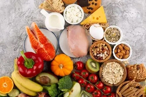 много полезных продуктов, мало - мучных и фастфуда